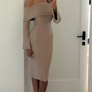 Meshki Off-Shoulder Ribbed Knit Dress